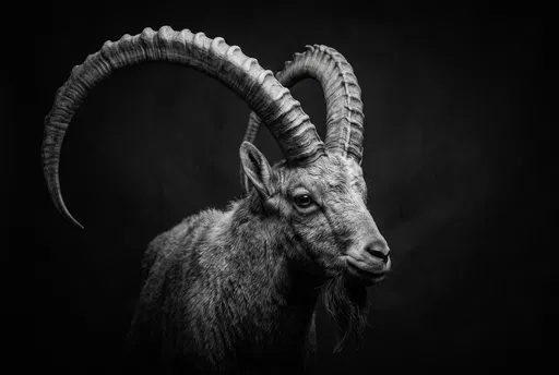 Black and White Ibex Studio Portrait