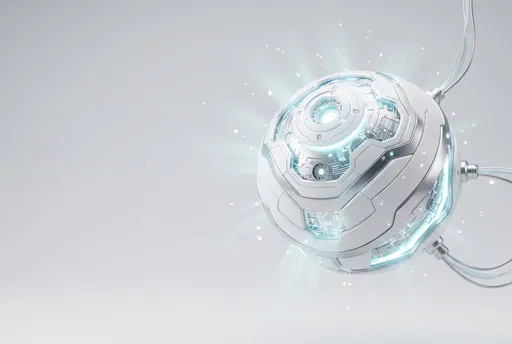 Futuristic Glowing White Spherical AI Core