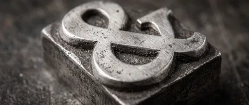 Macro Antique Metal Letterpress Ampersand Block