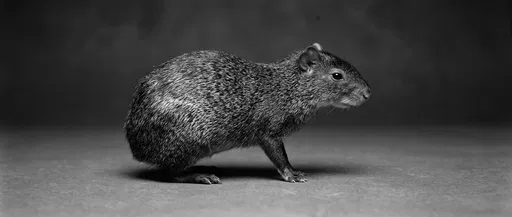 Monochrome Studio Portrait of Agouti Rodent