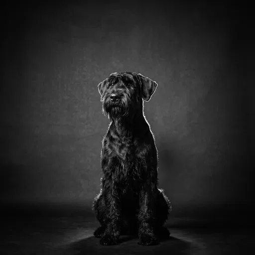 Monochrome Studio Portrait of Giant Schnauzer