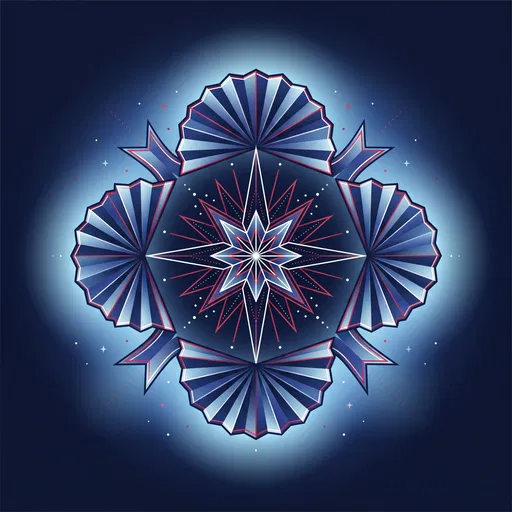 Symmetrical Patriotic Starburst and Pleated Ribbon Motif