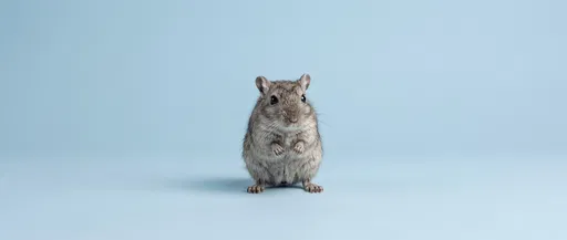Gray Gerbil on Blue Studio Backdrop