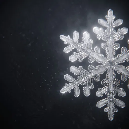 Macro Frosted Glass Snowflake on Dark Background