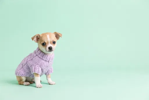 Chihuahua Puppy in Lavender Knitted Sweater
