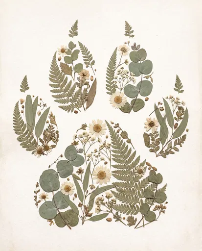 Pressed Botanical Dog Paw Print