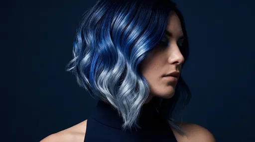 Woman With Blue Ombre Wavy Bob Hairstyle
