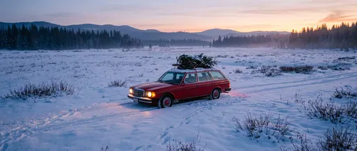 Vintage Red Wagon With Christmas Tree