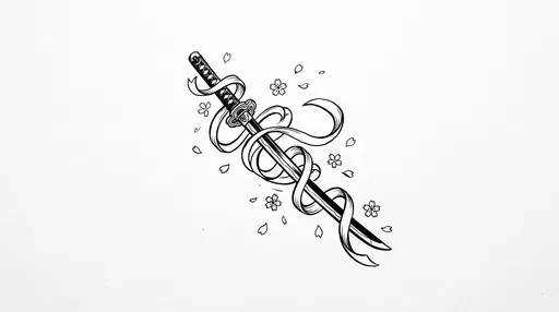 Black Ink Katana with Ribbon