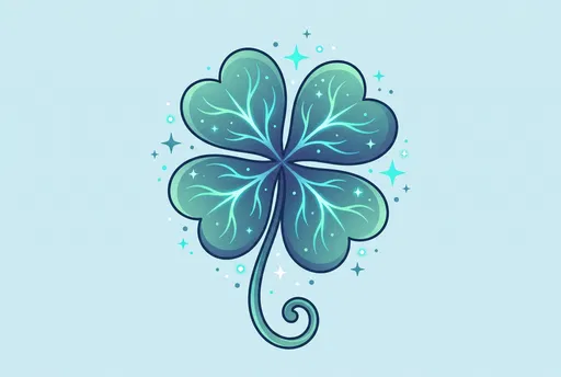 Whimsical Glowing Teal Four Leaf Clover