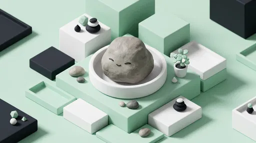 Smiling 3D Boulder in Isometric Mint Set