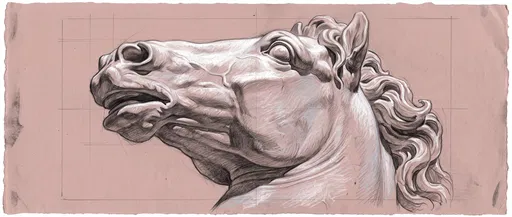 Classical Chalk and Graphite Horse Head Sketch