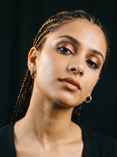 Portrait of Woman with Bronze Makeup