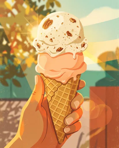 Vintage Illustration of Double Scoop Ice Cream