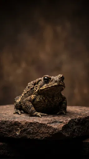 Studio Portrait of Brown Toad on Stone
