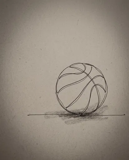Minimalist Continuous Line Basketball Sketch