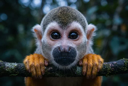 Close-Up Portrait of a Squirrel Monkey