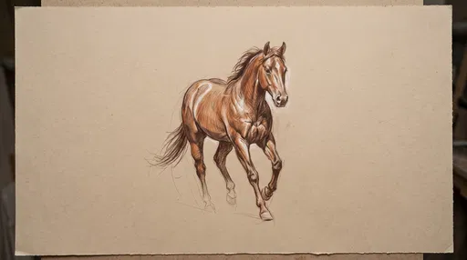 Conte Crayon Horse Drawing on Paper