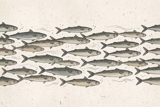 Hand-Drawn School of Mackerel Illustration