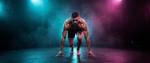 Muscular Sprinter in Neon Studio Haze