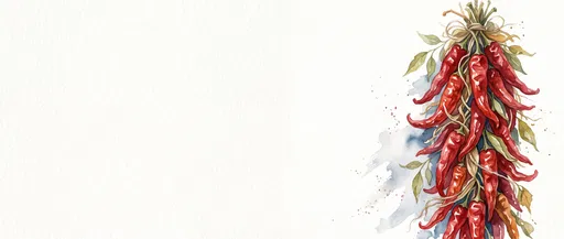 Watercolor Red Chili Pepper Ristra Banner