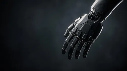 Black Robotic Hand on Dark Background