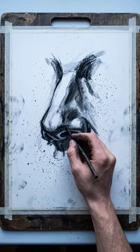 Artist Hand Drawing Charcoal Nose Sketch