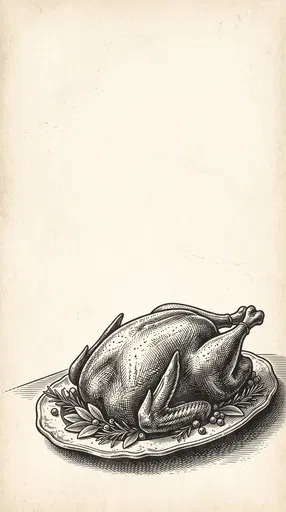 Vintage Engraved Roast Turkey Illustration