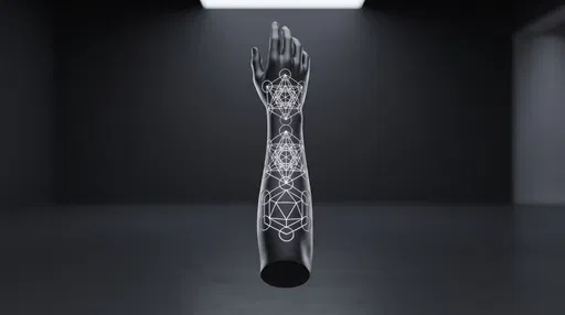 Sacred Geometry Tattoo on Matte Black Forearm