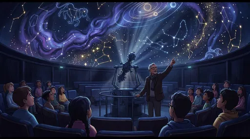 Astronomy Teacher and Students in Planetarium