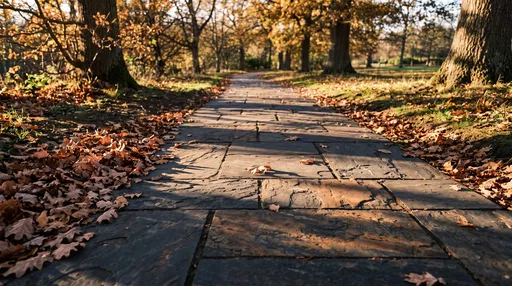 Sunlit Autumn Park Slate Pathway