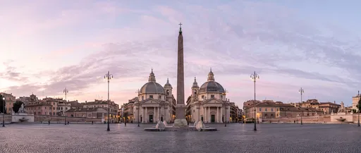 Piazza del Popolo Twin Churches at Dawn