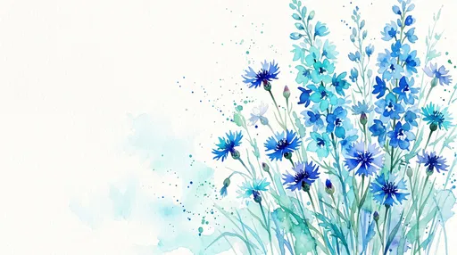 Blue Watercolor Cornflowers and Delphiniums