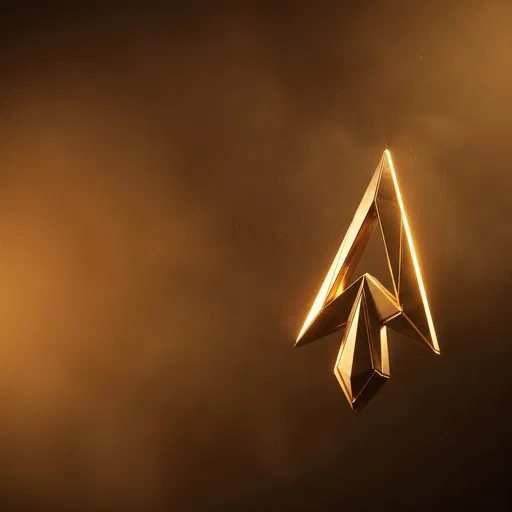 Golden Faceted Arrowhead With Copy Space