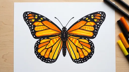 Monarch Butterfly Marker Illustration on Paper