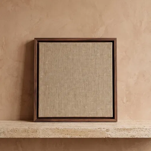 Blank Linen Canvas in Walnut Frame
