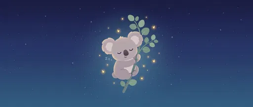 Sleeping Kawaii Koala in Starry Night