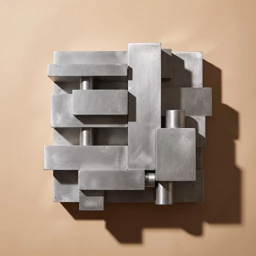 Brutalist Brushed Aluminum Geometric Sculpture