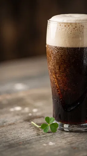 Dark Irish Stout With Shamrock Leaf