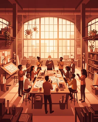 Creative Team Applauding Mentor in Studio