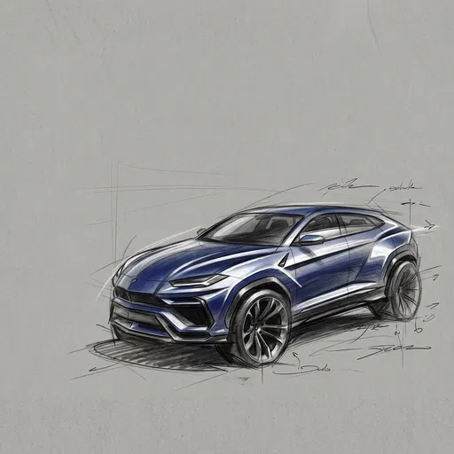 Blue SUV Concept Industrial Design Sketch
