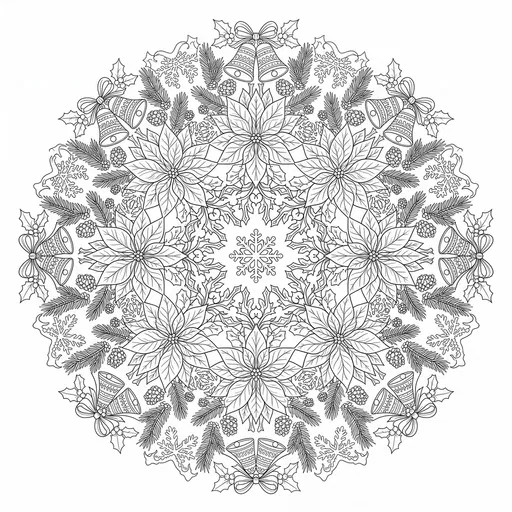 Intricate Christmas Mandala Coloring Page
