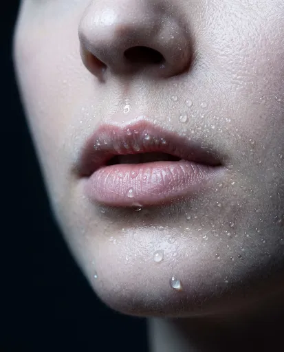 Macro Beauty Shot of Wet Lips