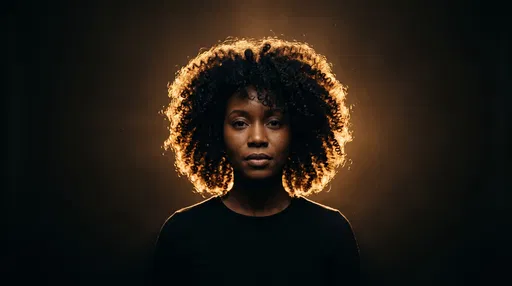 Backlit Portrait of Woman with Curly Bob