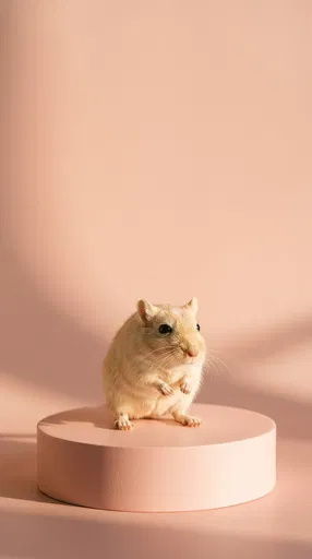 Cream Gerbil on Pastel Pink Pedestal
