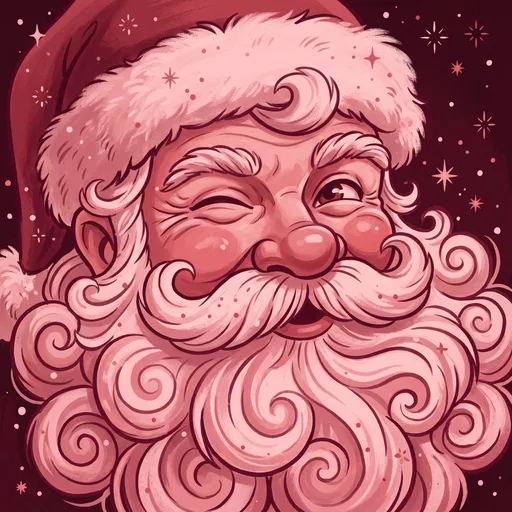 Monochromatic Red and Pink Winking Santa