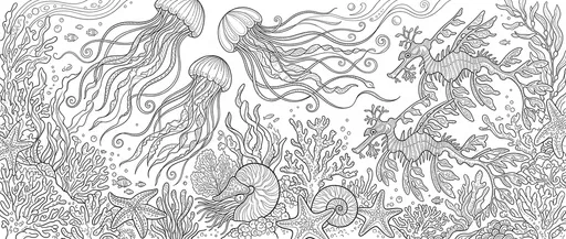 Underwater Reef Line Art Coloring Page
