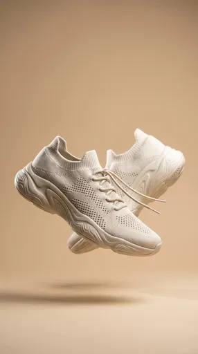 Floating Beige Knit Running Shoes