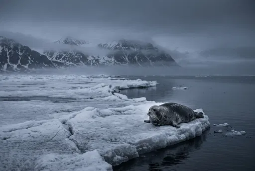 Solitary Seal on Arctic Ice Floe