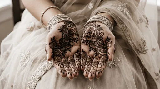 Woman's Hands With Intricate Floral Henna